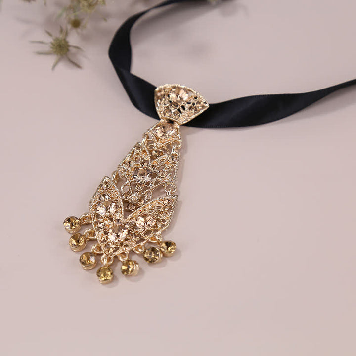 Cravate courte en cristal strass pour homme Cravate de mariage pailletée