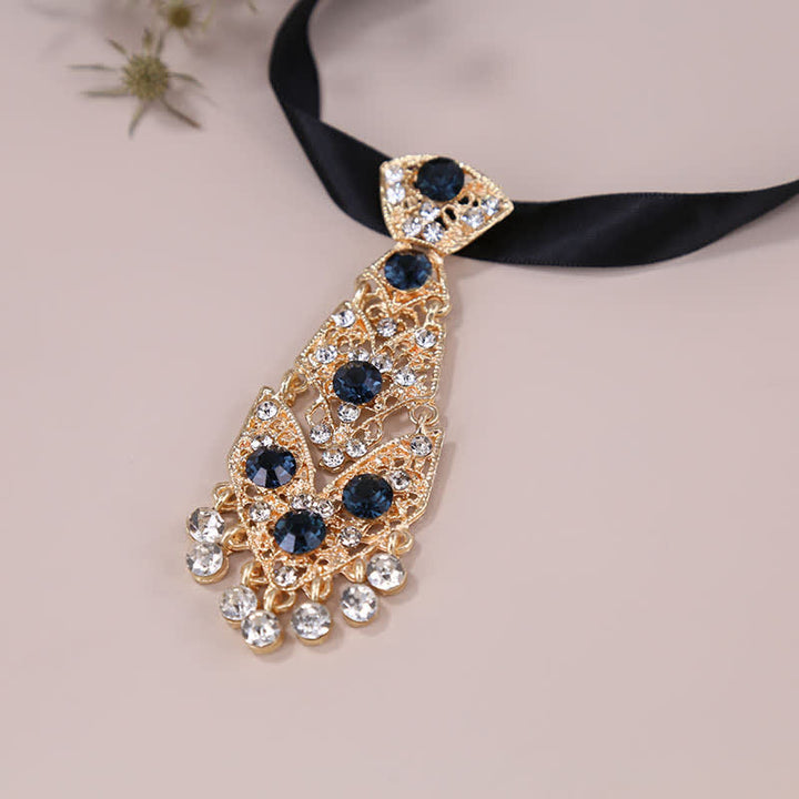 Cravate courte en cristal strass pour homme Cravate de mariage pailletée