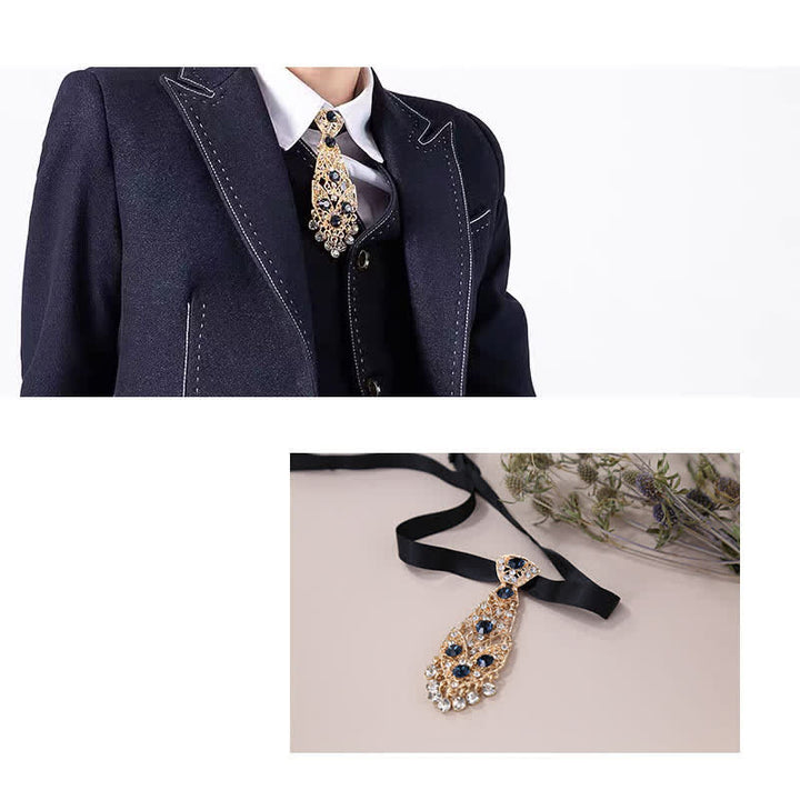 Cravate courte en cristal strass pour homme Cravate de mariage pailletée