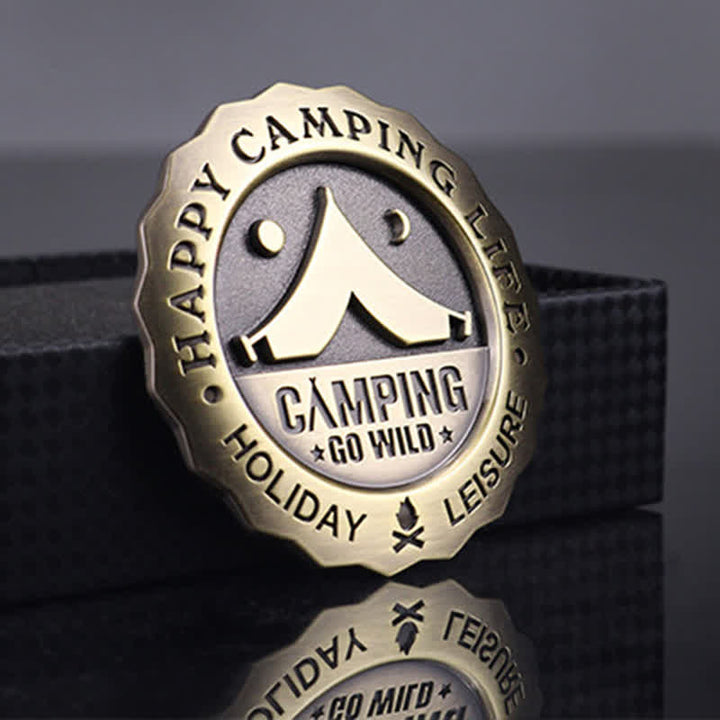 Autocollant en métal pour voiture Happy Camping Life Go Wild
