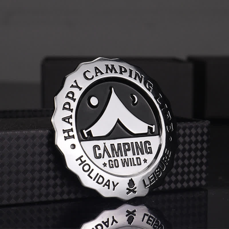 Autocollant en métal pour voiture Happy Camping Life Go Wild