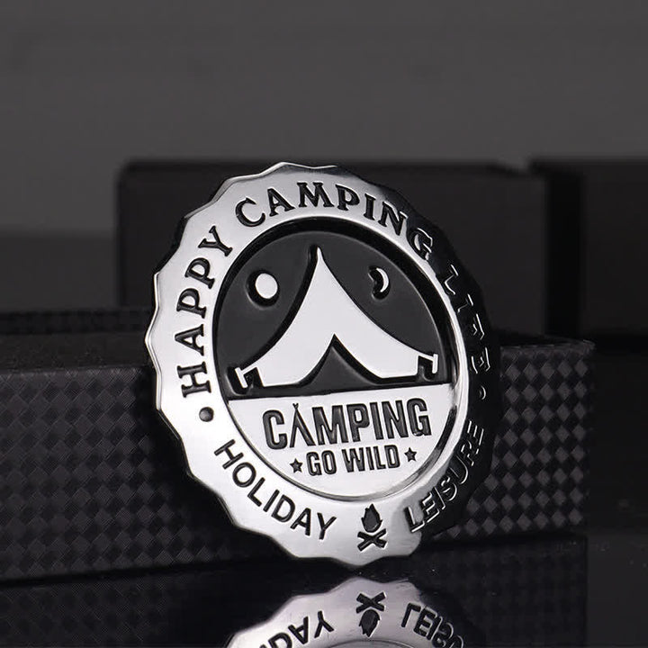 Autocollant en métal pour voiture Happy Camping Life Go Wild