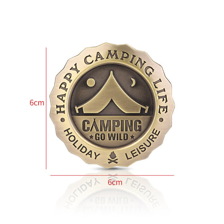Autocollant en métal pour voiture Happy Camping Life Go Wild