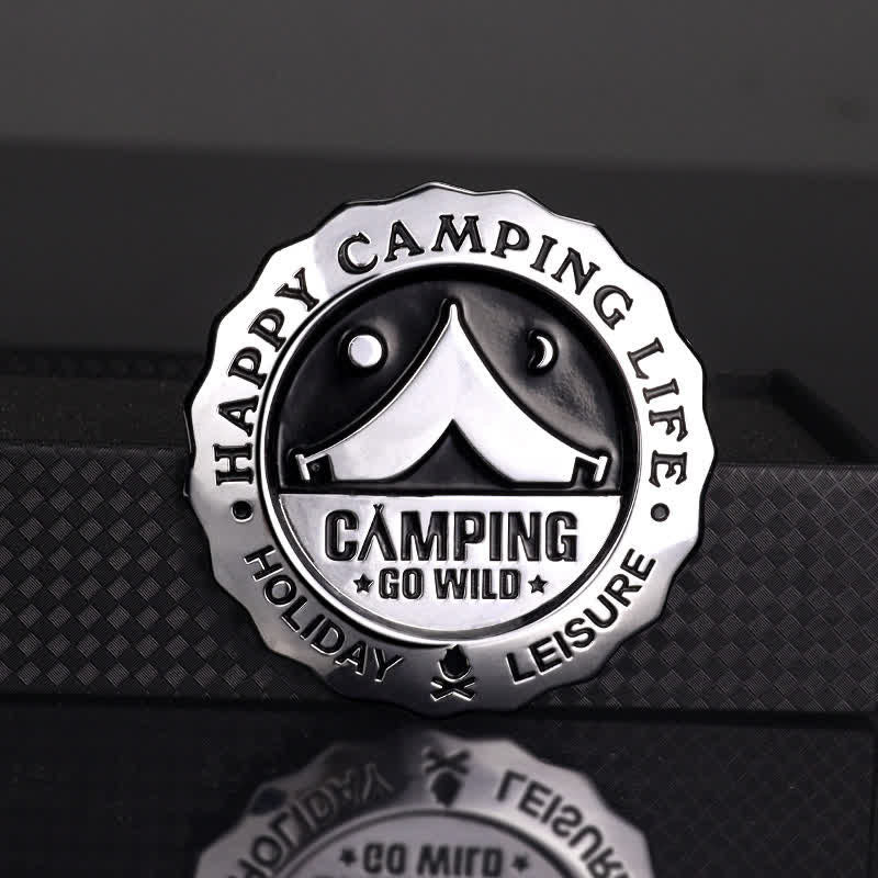 Autocollant en métal pour voiture Happy Camping Life Go Wild