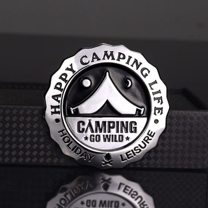 Autocollant en métal pour voiture Happy Camping Life Go Wild