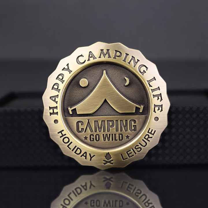 Autocollant en métal pour voiture Happy Camping Life Go Wild