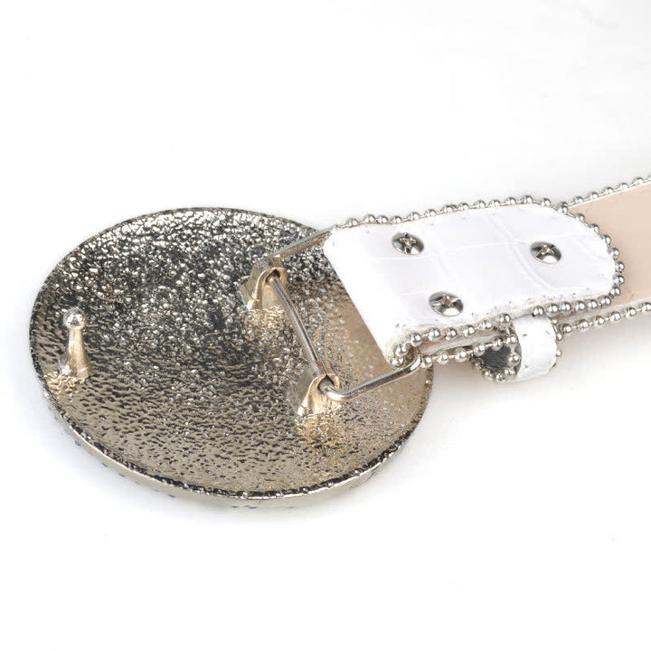 Ceinture unisexe en cuir avec boucle ronde en strass