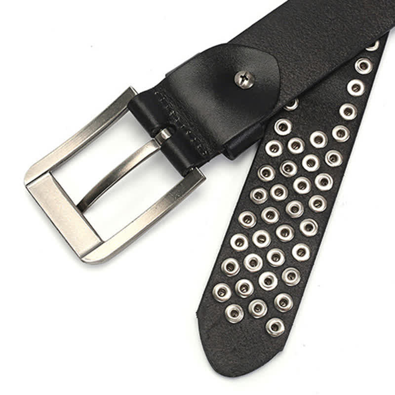 Ceinture unisexe en cuir clouté avec rivets hexagonaux