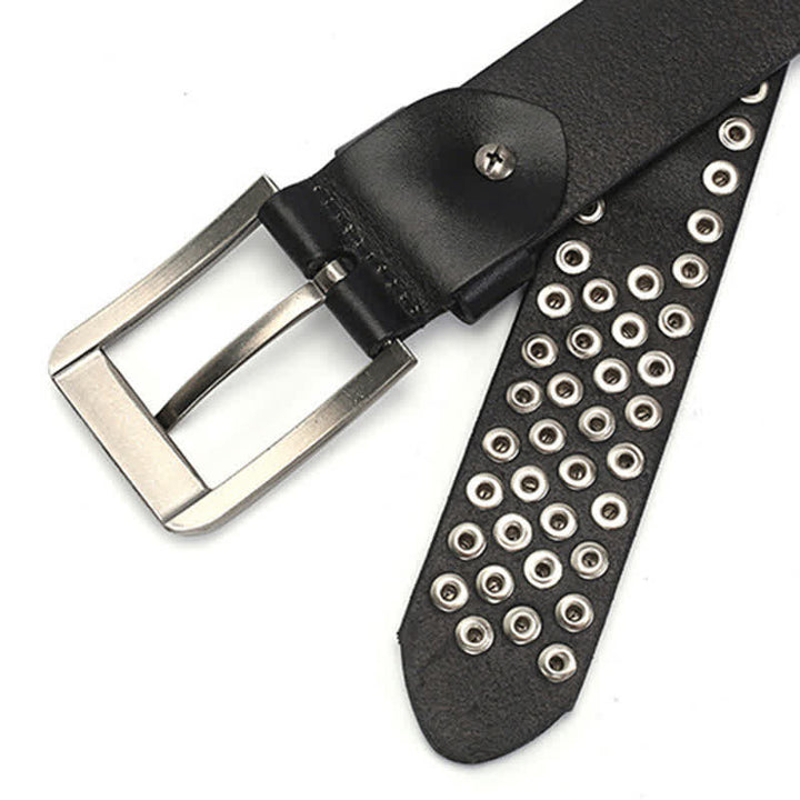 Ceinture unisexe en cuir clouté avec rivets hexagonaux