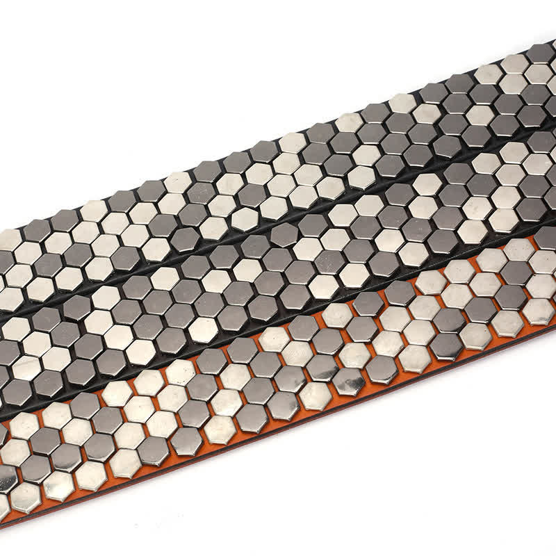 Ceinture unisexe en cuir clouté avec rivets hexagonaux