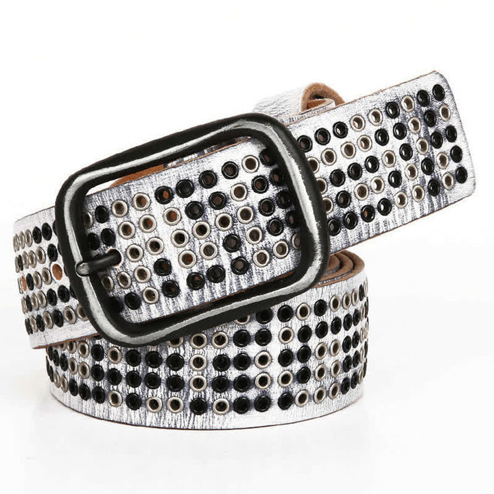Ceinture unisexe en cuir clouté style cowboy punk heavy metal
