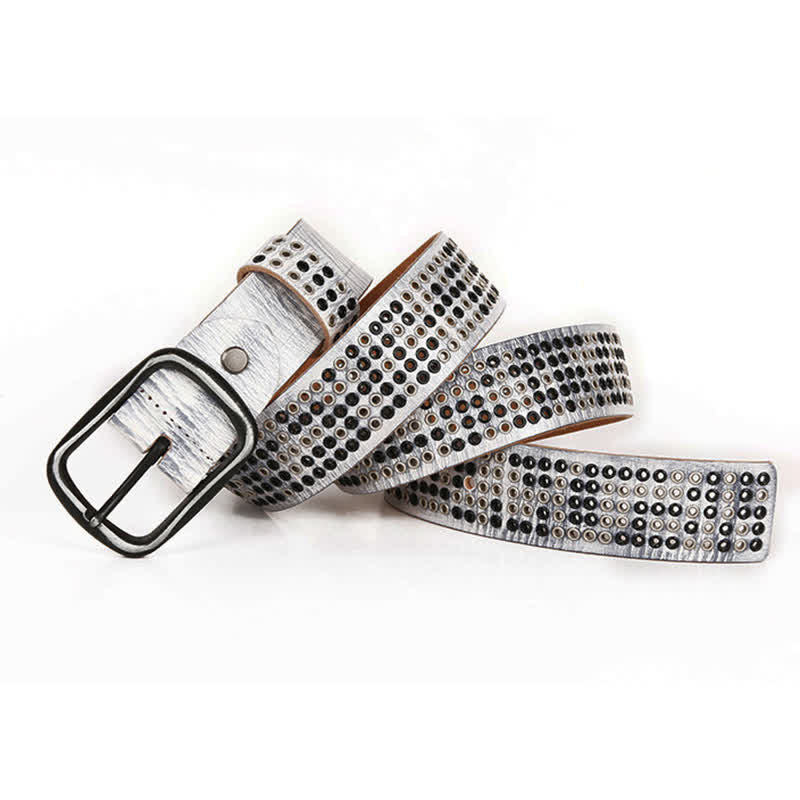 Ceinture unisexe en cuir clouté style cowboy punk heavy metal