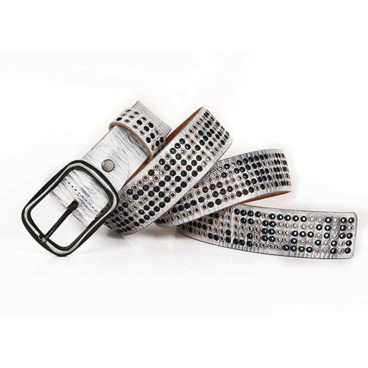 Ceinture unisexe en cuir clouté style cowboy punk heavy metal