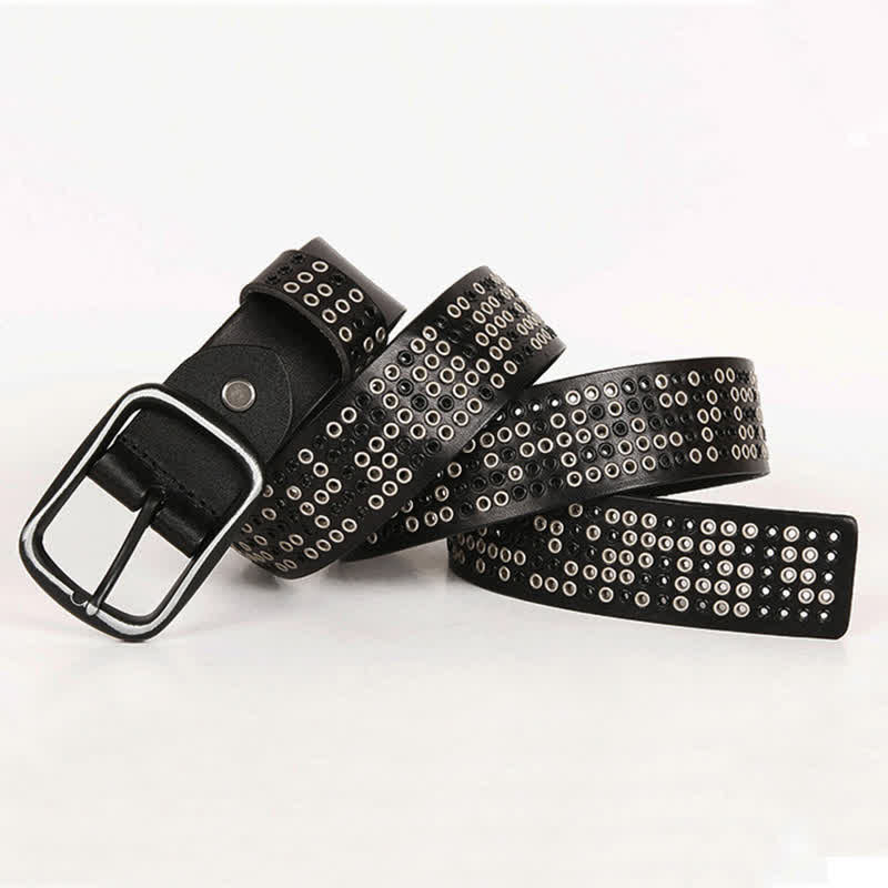 Ceinture unisexe en cuir clouté style cowboy punk heavy metal