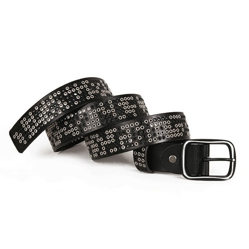 Ceinture unisexe en cuir clouté style cowboy punk heavy metal