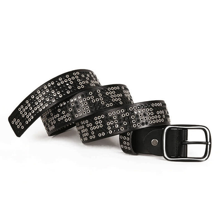 Ceinture unisexe en cuir clouté style cowboy punk heavy metal