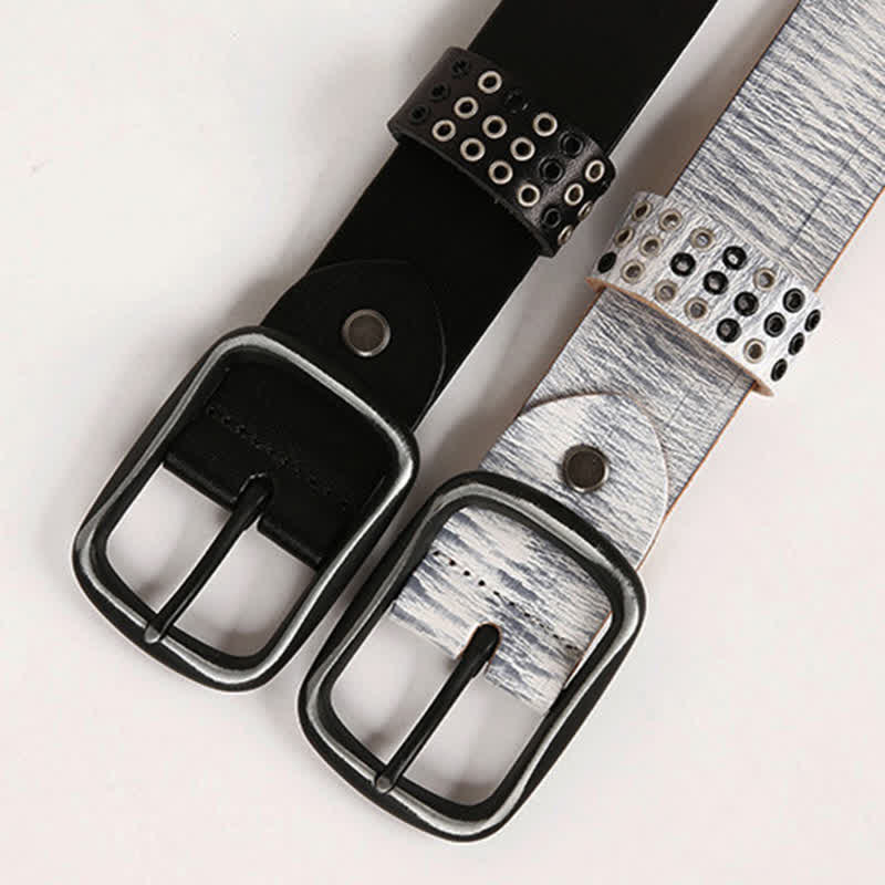 Ceinture unisexe en cuir clouté style cowboy punk heavy metal