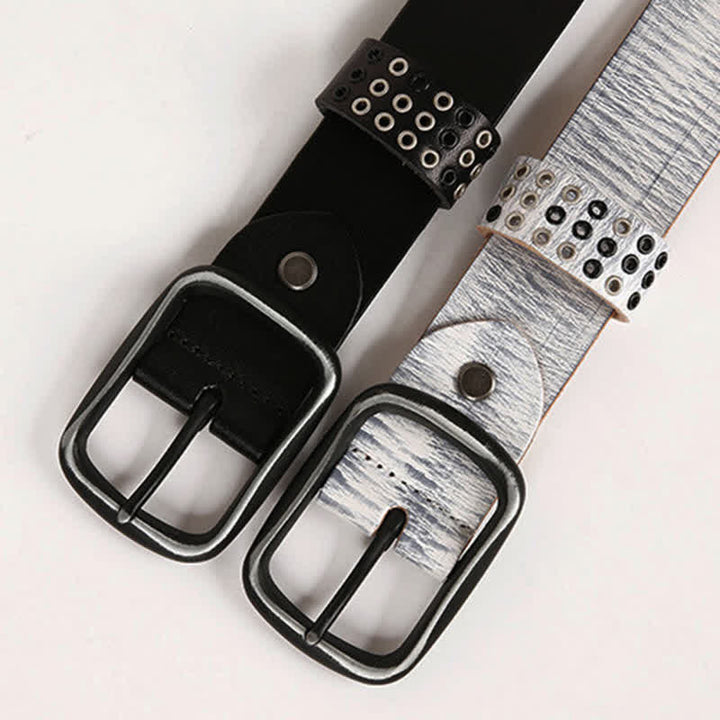 Ceinture unisexe en cuir clouté style cowboy punk heavy metal