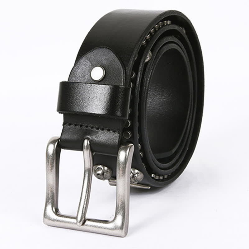 Ceinture unisexe en cuir clouté avec tête de mort et rivets