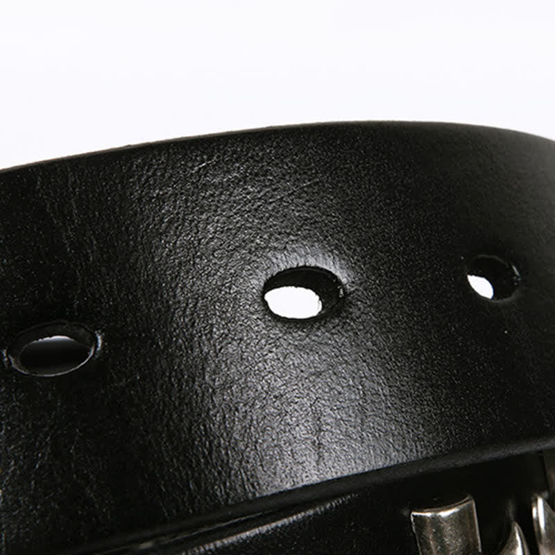Ceinture unisexe en cuir clouté avec tête de mort et rivets