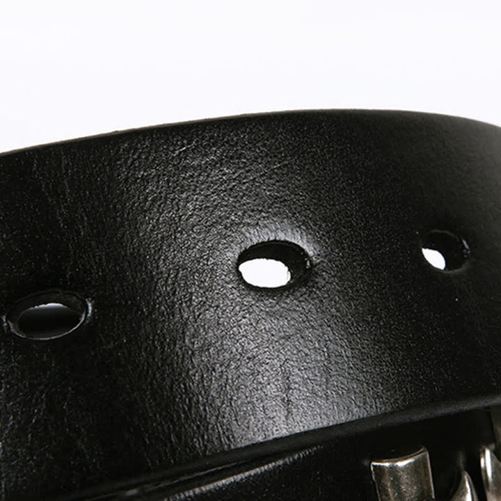 Ceinture unisexe en cuir clouté avec tête de mort et rivets