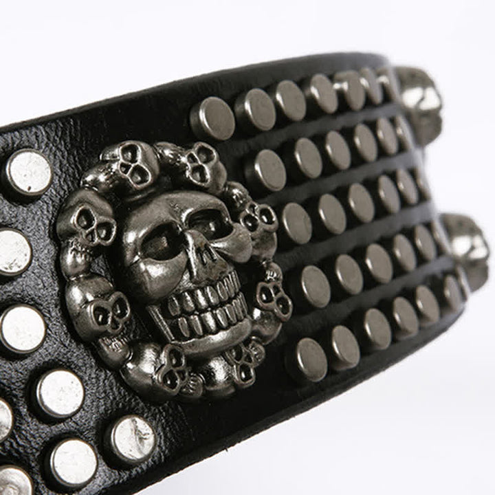 Ceinture unisexe en cuir clouté avec tête de mort et rivets