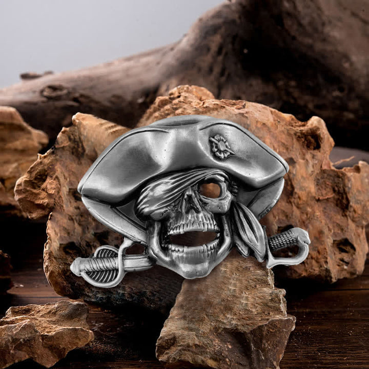 Ceinture en cuir à boucle pirate style punk pour homme