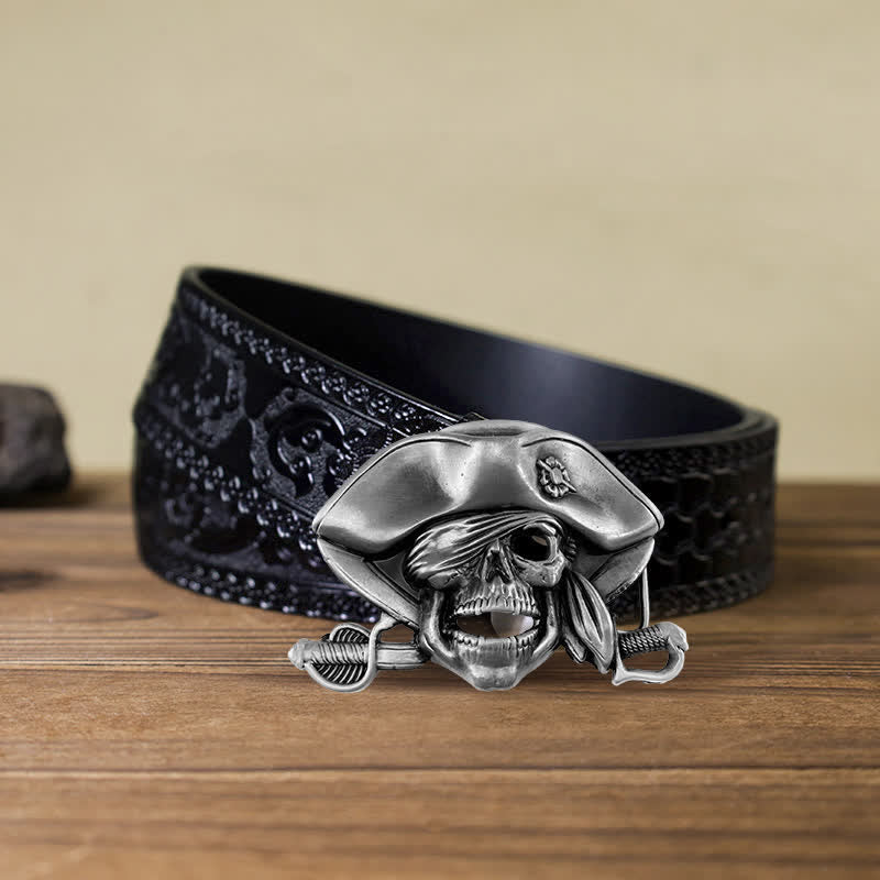 Ceinture en cuir à boucle pirate style punk pour homme