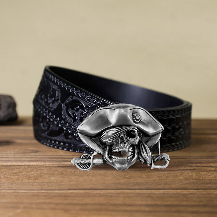 Ceinture en cuir à boucle pirate style punk pour homme