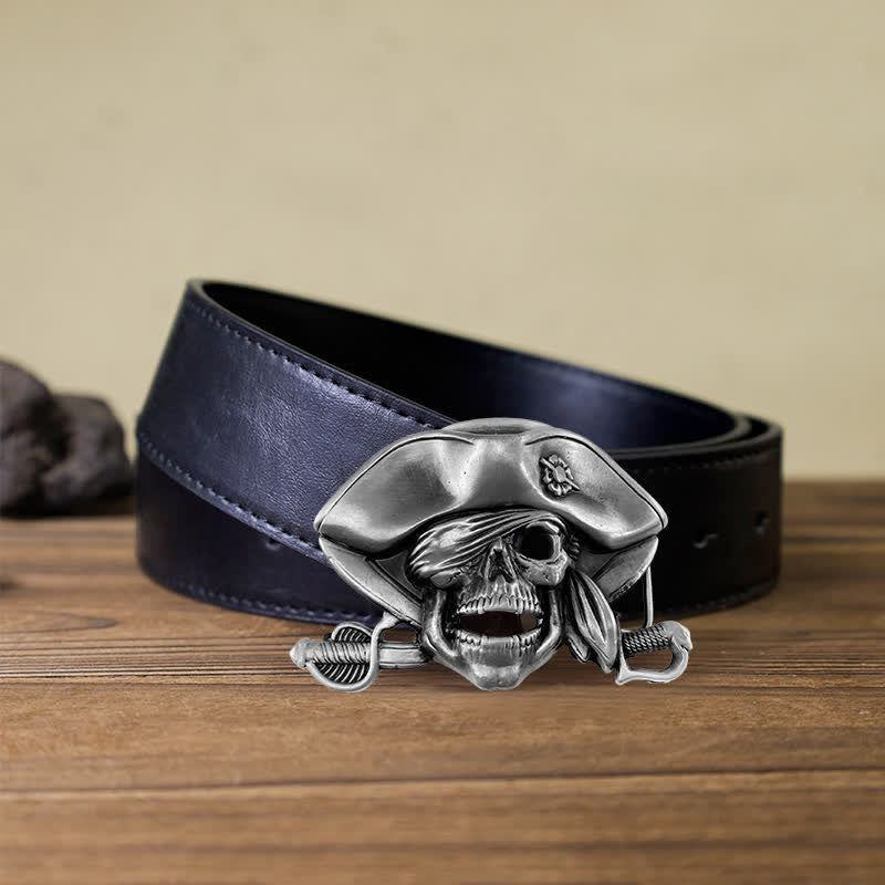 Ceinture en cuir à boucle pirate style punk pour homme