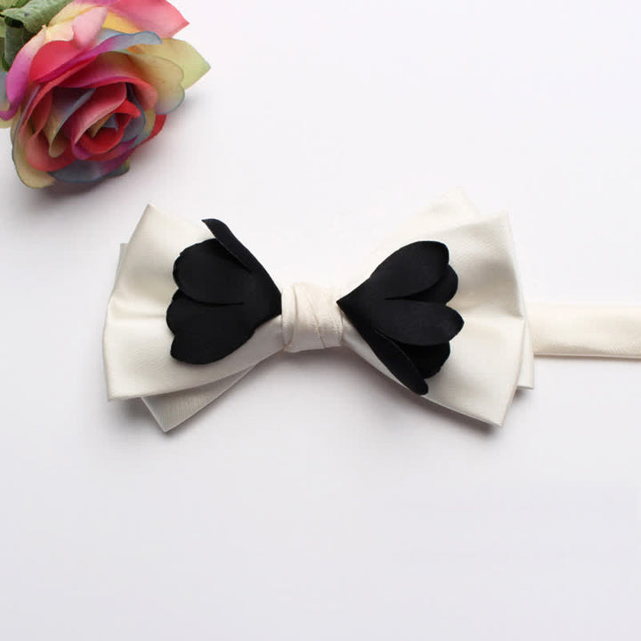 Nœud papillon double épaisseur en ruban fleuri teint en fil pour homme