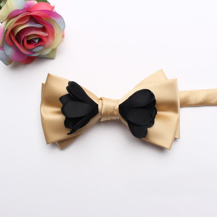 Nœud papillon double épaisseur en ruban fleuri teint en fil pour homme