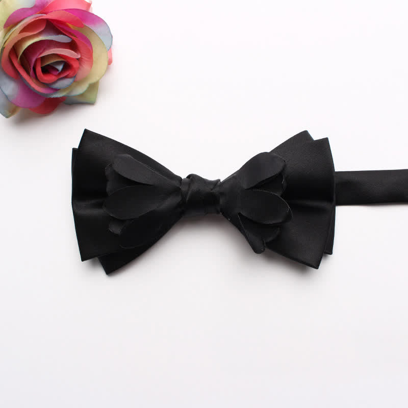 Nœud papillon double épaisseur en ruban fleuri teint en fil pour homme