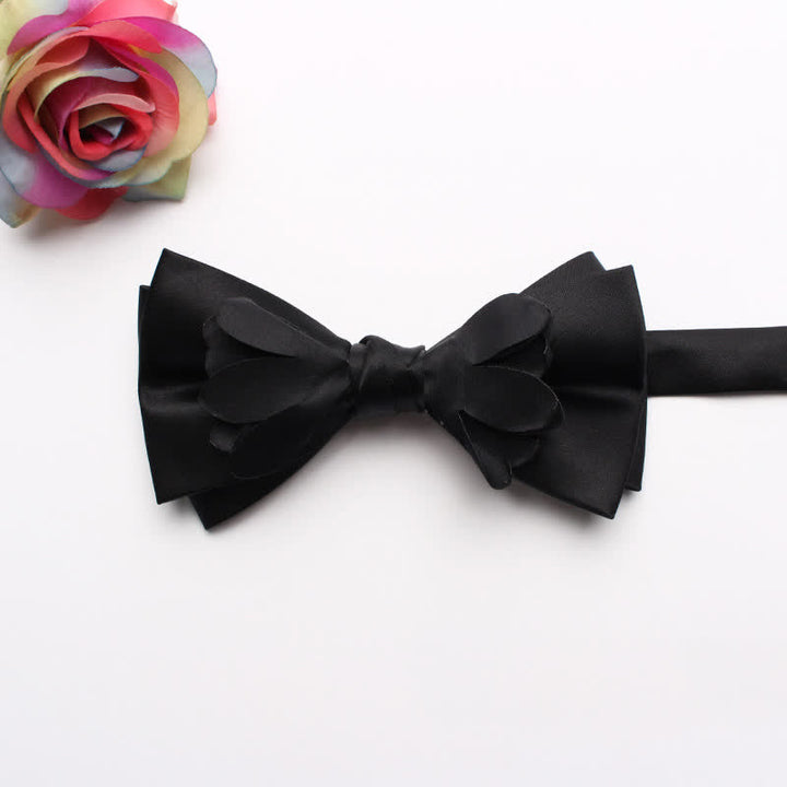 Nœud papillon double épaisseur en ruban fleuri teint en fil pour homme