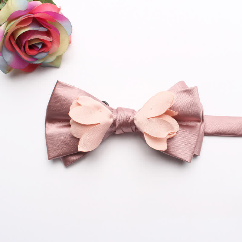 Nœud papillon double épaisseur en ruban fleuri teint en fil pour homme