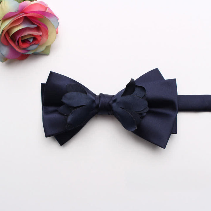 Nœud papillon double épaisseur en ruban fleuri teint en fil pour homme