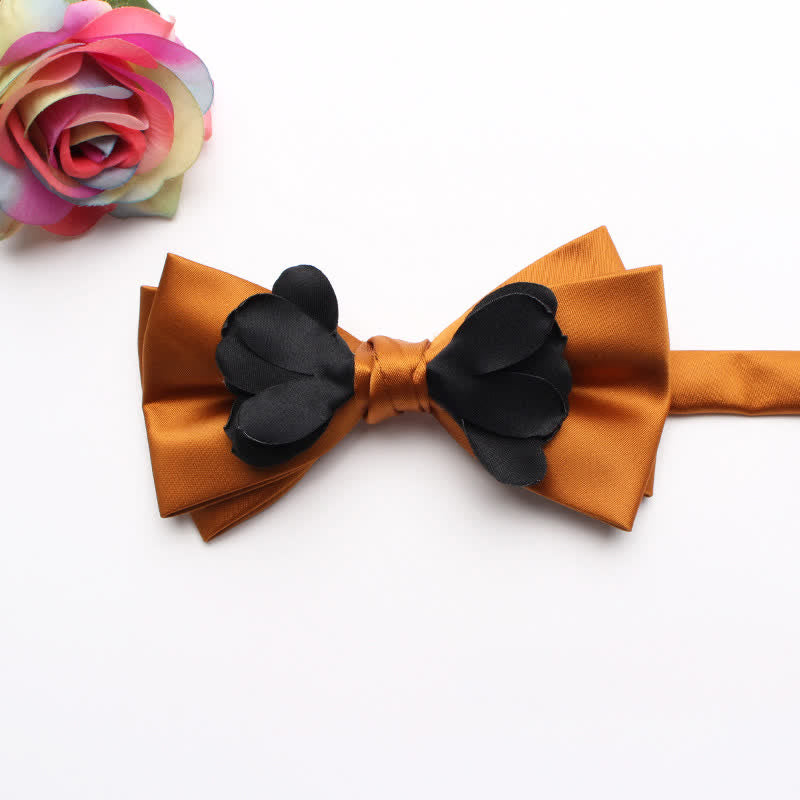Nœud papillon double épaisseur en ruban fleuri teint en fil pour homme