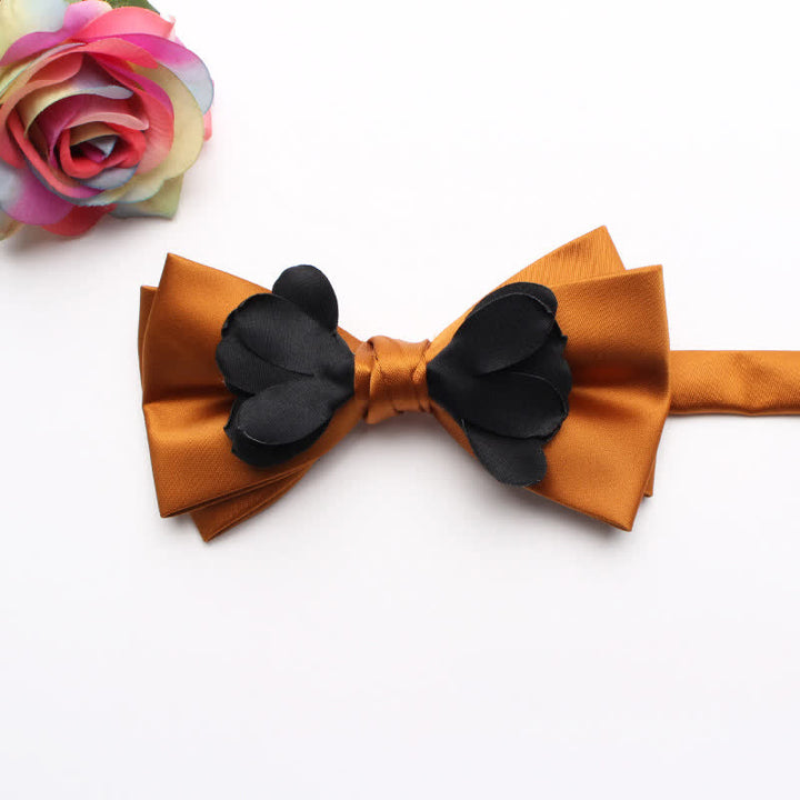 Nœud papillon double épaisseur en ruban fleuri teint en fil pour homme
