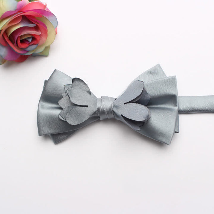 Nœud papillon double épaisseur en ruban fleuri teint en fil pour homme