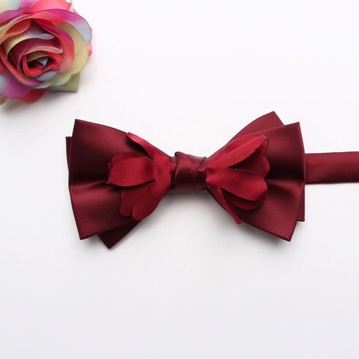 Nœud papillon double épaisseur en ruban fleuri teint en fil pour homme