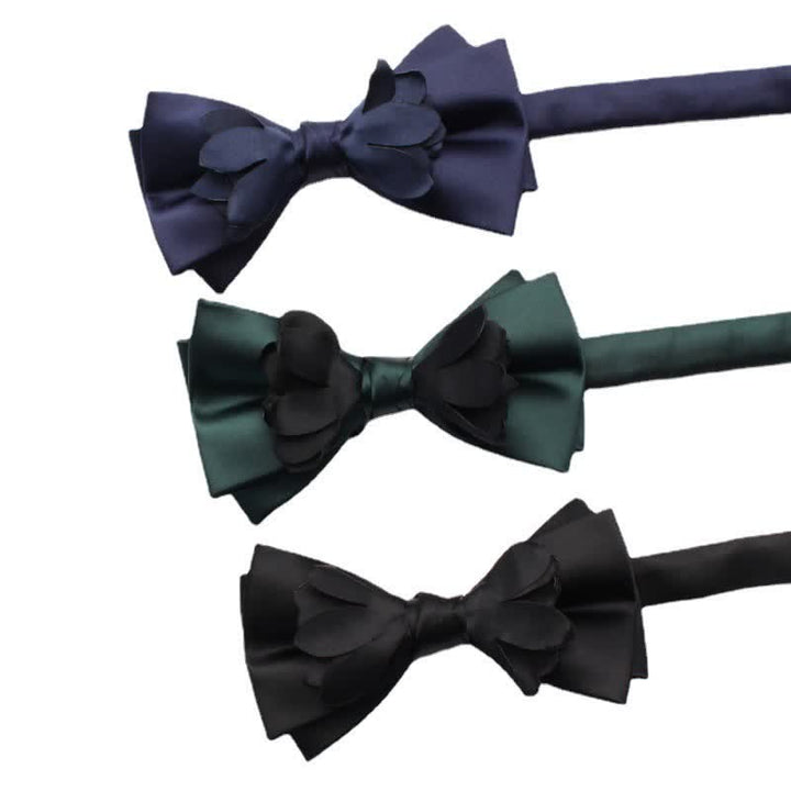 Nœud papillon double épaisseur en ruban fleuri teint en fil pour homme