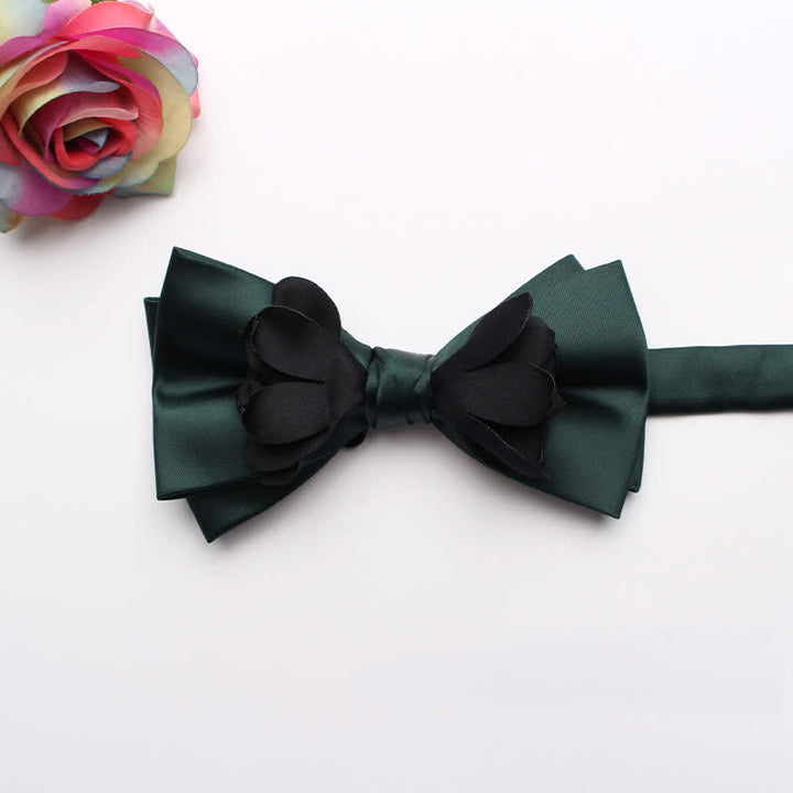 Nœud papillon double épaisseur en ruban fleuri teint en fil pour homme