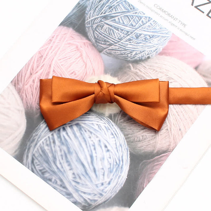 Nœud papillon double épaisseur élégant et unique de couleur unie pour homme