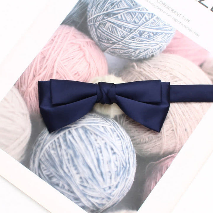 Nœud papillon double épaisseur élégant et unique de couleur unie pour homme