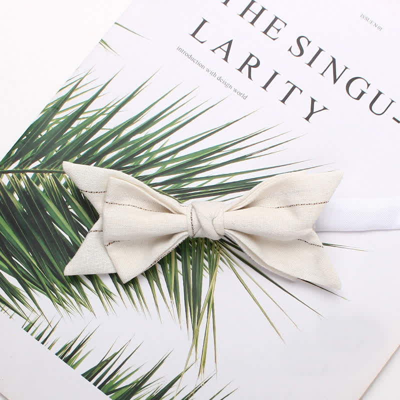 Nœud papillon de mariage décontracté à rayures et à forme pointue pour homme