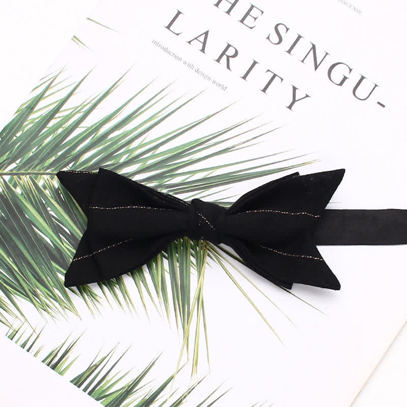 Nœud papillon de mariage décontracté à rayures et à forme pointue pour homme