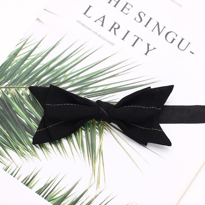 Nœud papillon de mariage décontracté à rayures et à forme pointue pour homme