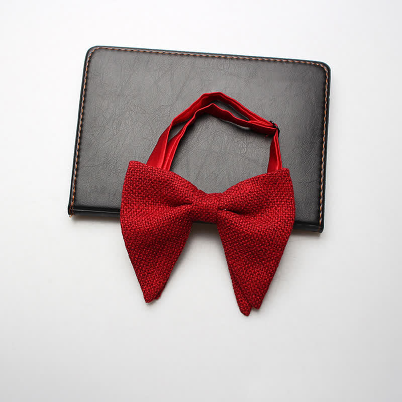 Nœud papillon surdimensionné en coton et lin tissé pour homme