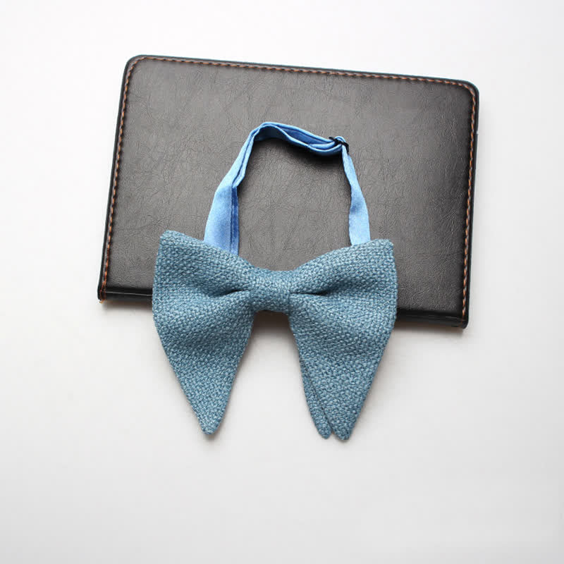 Nœud papillon surdimensionné en coton et lin tissé pour homme