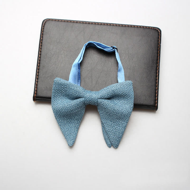 Nœud papillon surdimensionné en coton et lin tissé pour homme